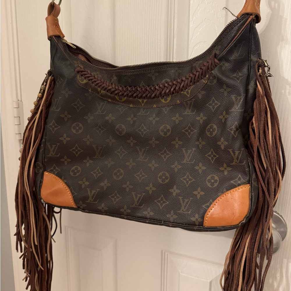 Louis Vuitton Black and Brown Shoulder Bag with Fringe